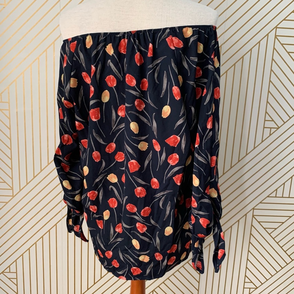 Le Lis Floral Tulip Off The Shoulder Blouse boho bohemian feminine romantic L - Picture 9 of 11